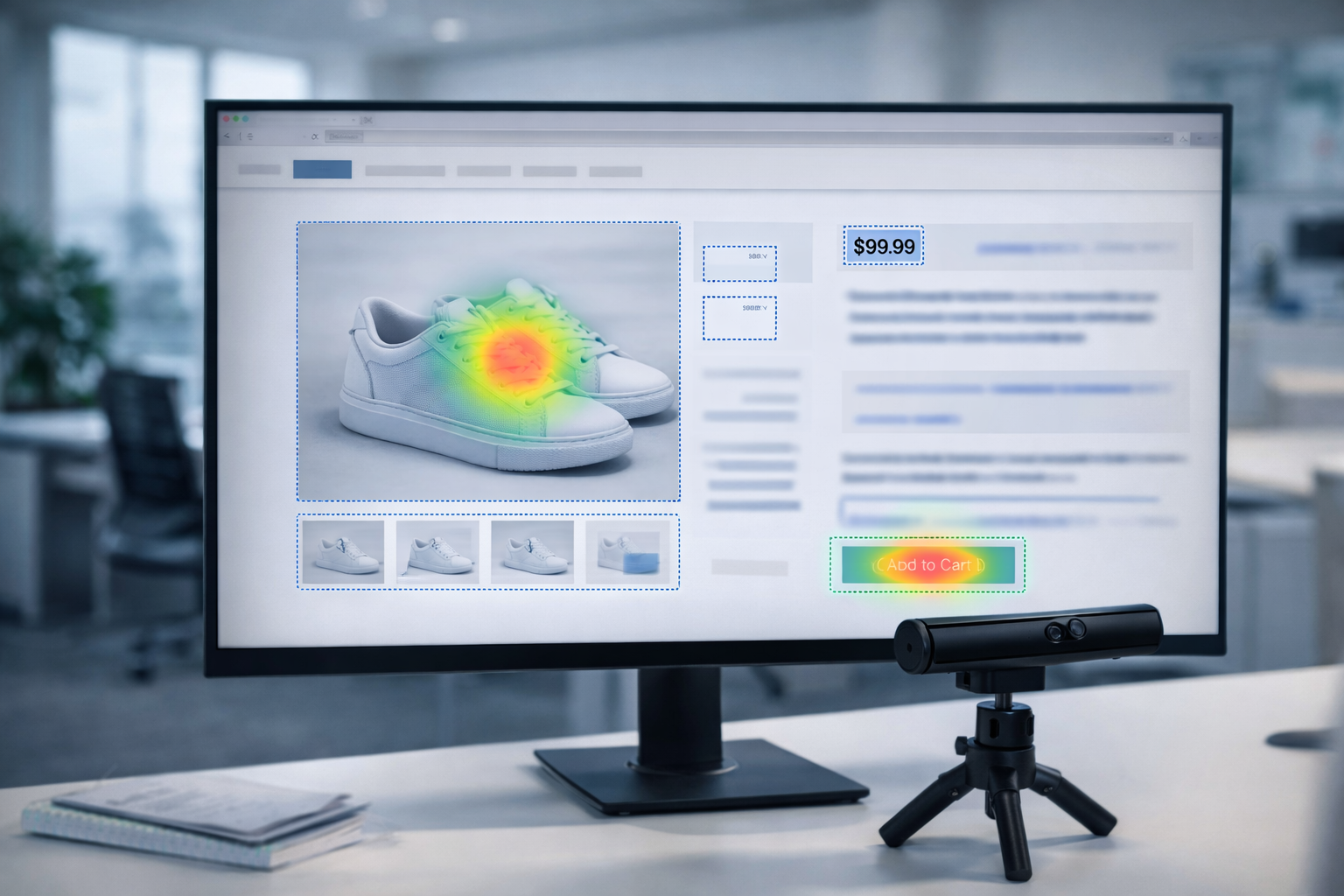 Eye tracking UI heatmap